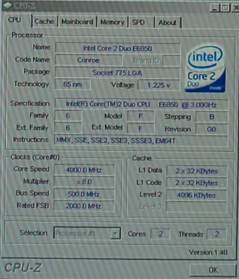 core 2 Duo e6850 (3.0 GHz)  cpuz