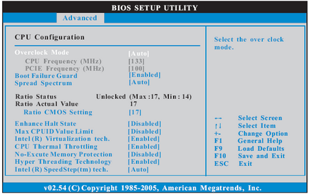 aSRock conRoe945G-DVI bios cpu configuration