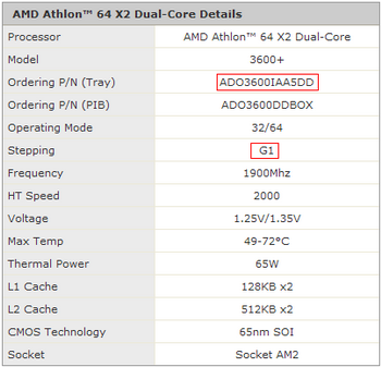 athlon 64 X2 3600+ 65nm  energy efficient  class