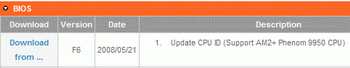 GA -MA790FX-Ds5 and GA -MA790FX-Dq6 AMD 9950 support