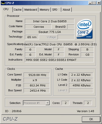  core 2 Duo e6850 @5500 mhz