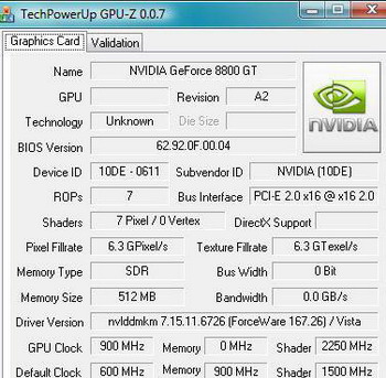 geForce 8800 GT gpu information
