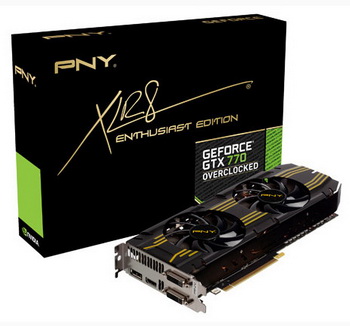 Card PNY GeForce GTX 770 OC and GTX 780 OC equipped with video outputs DVI (two), HDMI and DisplayPort