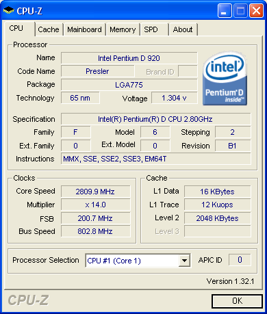 Intel  D930 Review-Intel D920 Review-cpuz