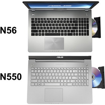 Asus N550JV compared with the model N56