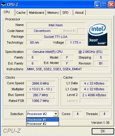 processors Xeon DP Clovertown Workstation test