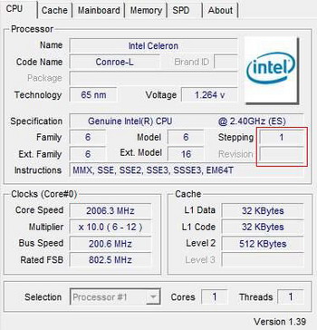 processor stepping A1