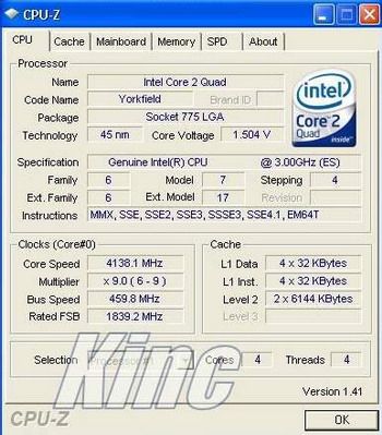 core 2 Extreme QX9650 at 4 ghz