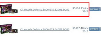 chaintech geForce 8800 GTS 320mb in sale