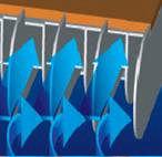 Front-flow thermal module with long-short fins 