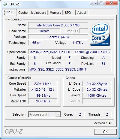 INTEL Santa-Rosa - CPU-Z