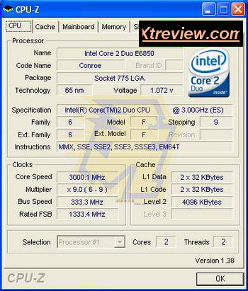 intel core 2 Duo 6850 cpuz