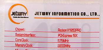 jetway x1950 pro Gddr4 frequency