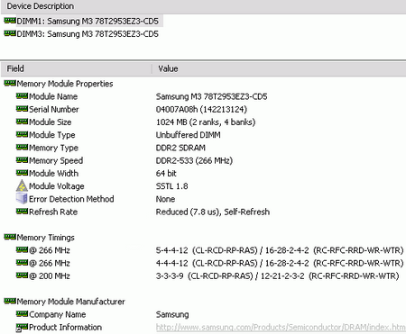 Samsung PC 2-4200 memory spd