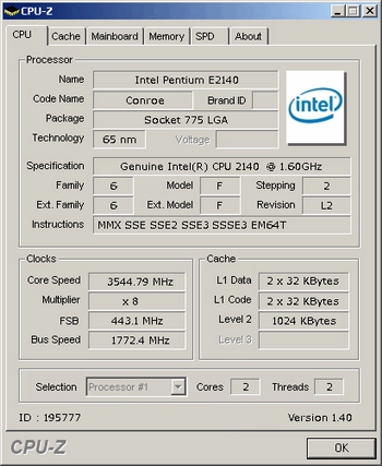 pentium e2140 cpuz- overclock