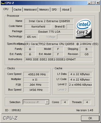 core 2 Extreme QX6850 G0 overclocking air cooled