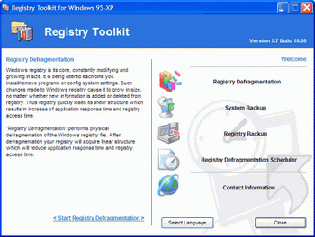 Registry Defragmentation v.9.1 Build 3.23