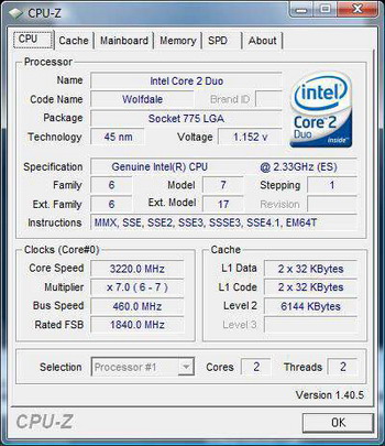 wolfdale at 3220 mhz 